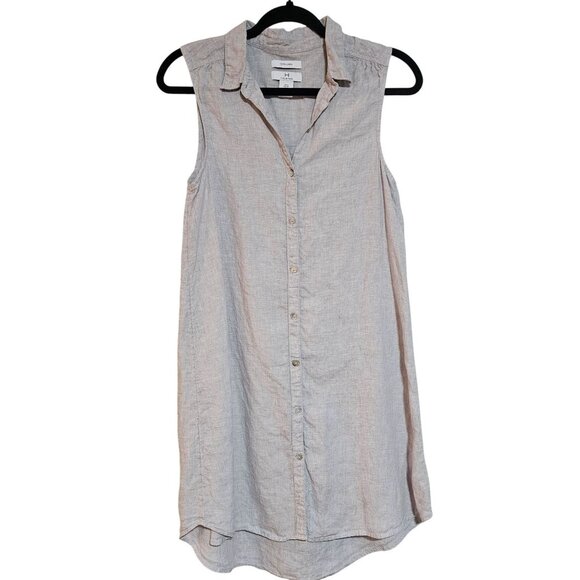 Halston 100% Soft Linen Woman's Shirt Dress Small Beige Capsule - Picture 2 of 11